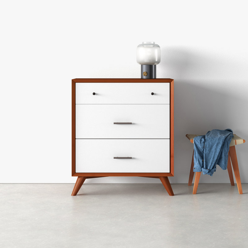 Williams 32'' W 3-Drawer Vertical Mahogany Chest, Chestnut/White