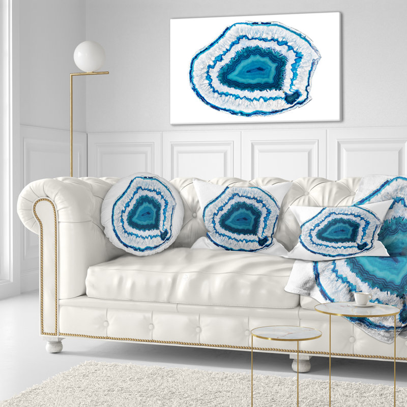 «Blue Agate Crystal», toile abstraite - coussin imprimé abstrait