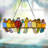 Multi-Coloured Stained Glass Birds on a Wire Window Panel