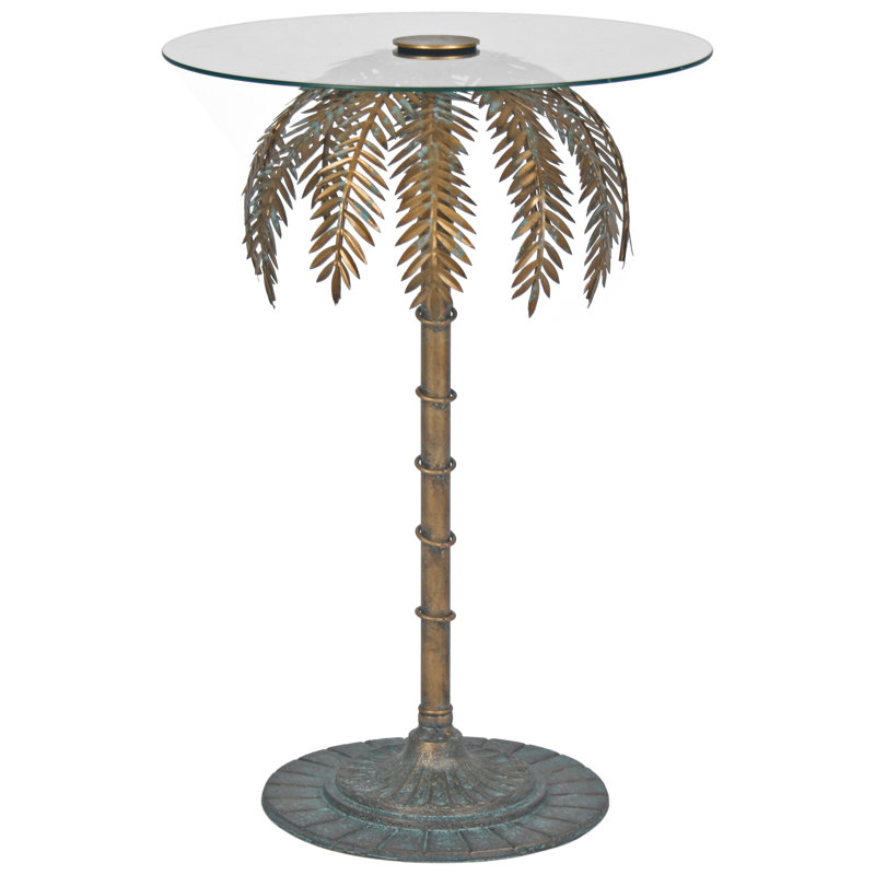 Hoddesd Glass Top Pedestal End Table