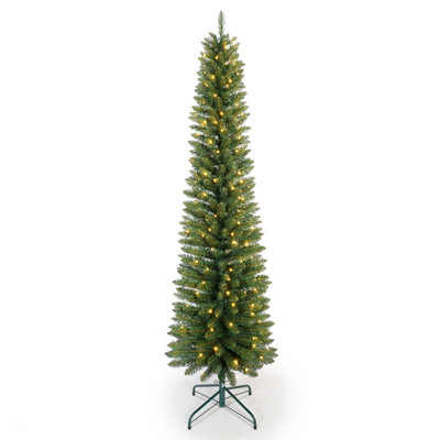  Arbre de Noël vert avec 100 lumières DEL blanc chaud - Conception en PVC mince, compacte et facile à assembler, arbre de Noël