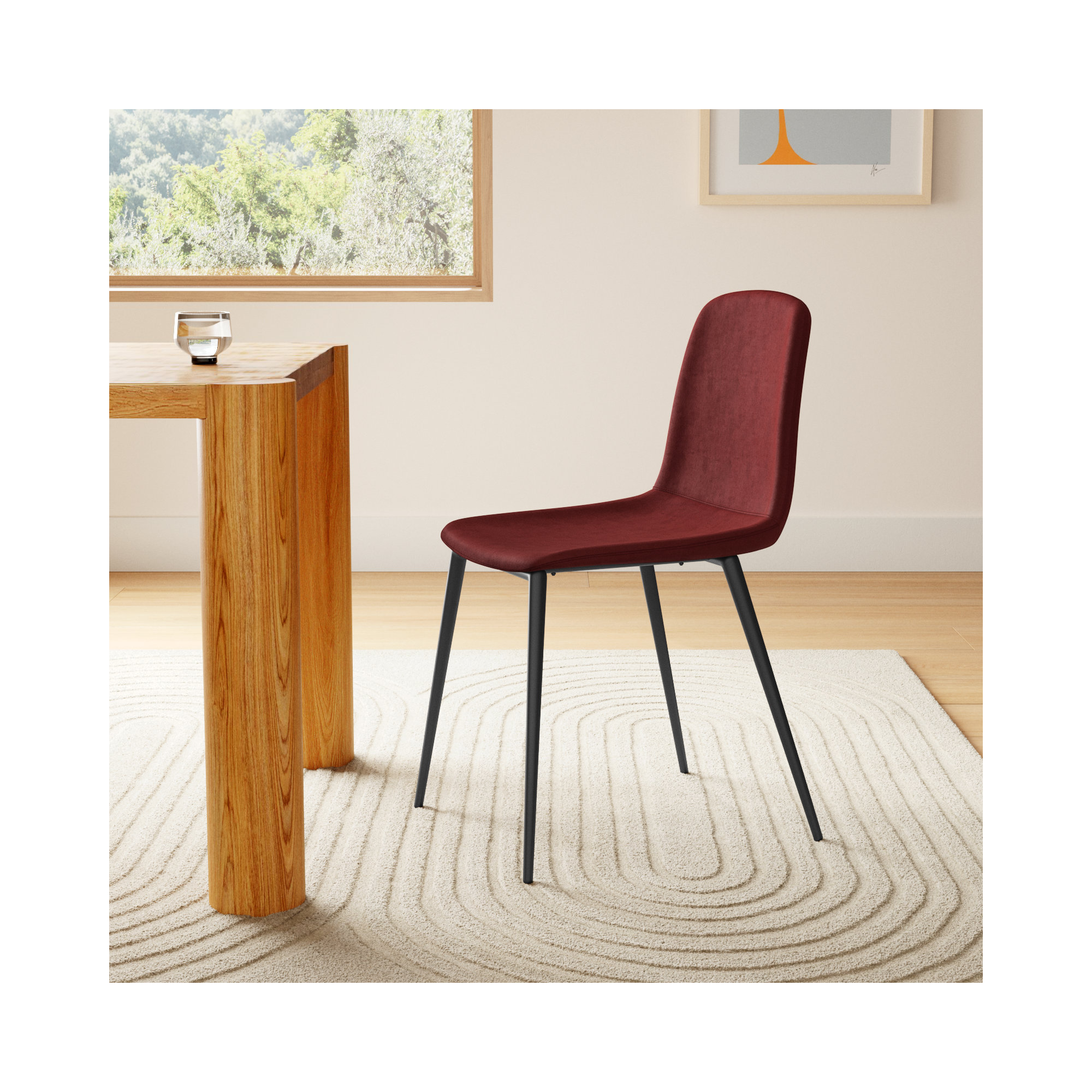 Kody Comfort+ Velvet Dining Chair, Bella Claret Performance Velvet