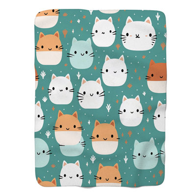 Kawaii Cat Face - 1 pièce Sherpa Premium