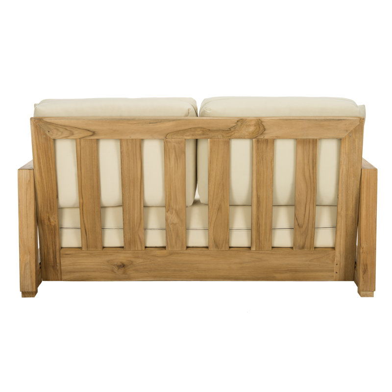 Montford Teak Loveseat with Cushions, Beige