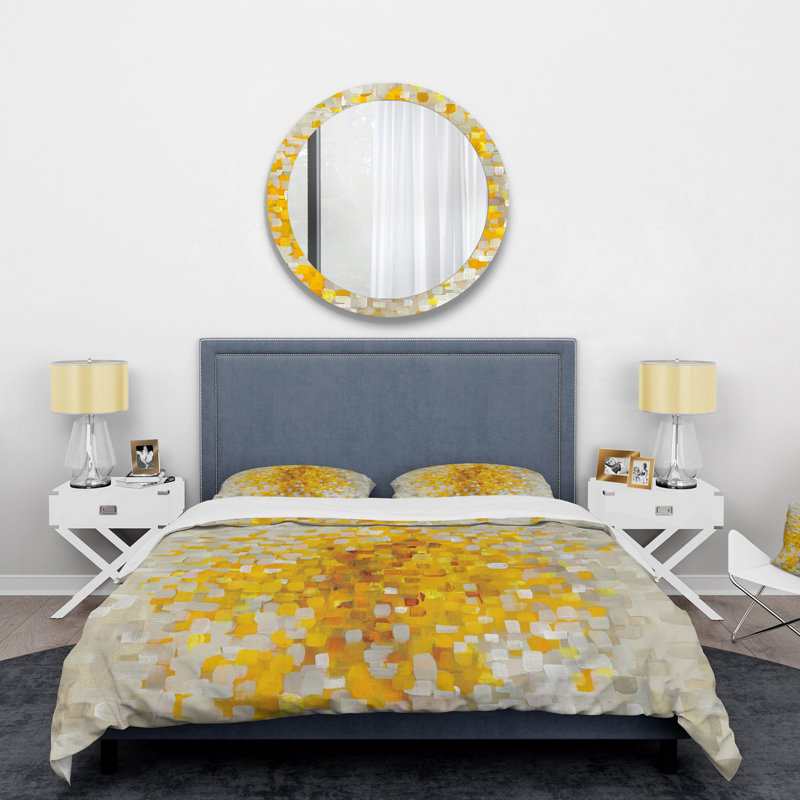 Glam Yellow Explosion Blocks I - Abstract Duvet Cover Set - Microfiber Polyester, Twin Duvet Cover + 1 Sham