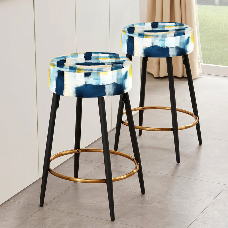 Ensemble de 2 tabourets de bar Blue Artistic Striped Explosion II