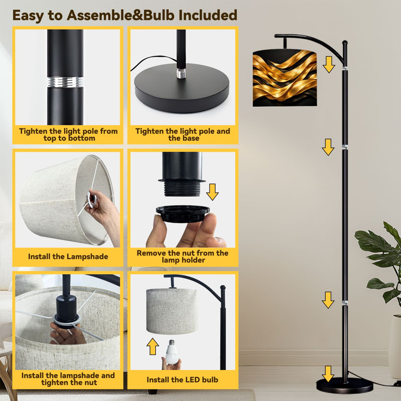Lampe sur pied Arc Golden Waves