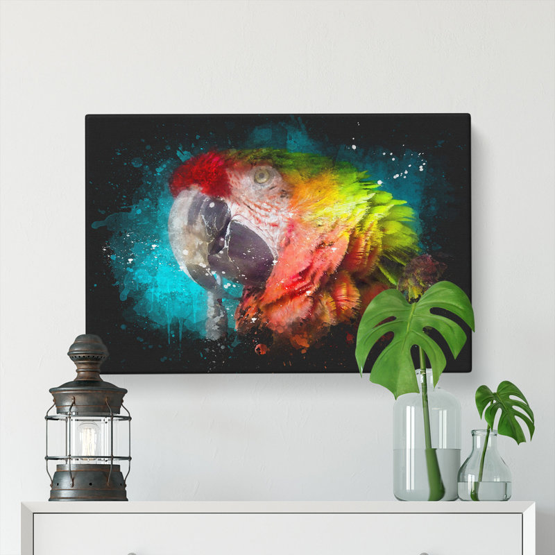 Rainbow Macaw Parrot - Wrapped Canvas, 50cm H x 76cm W x 3cm D