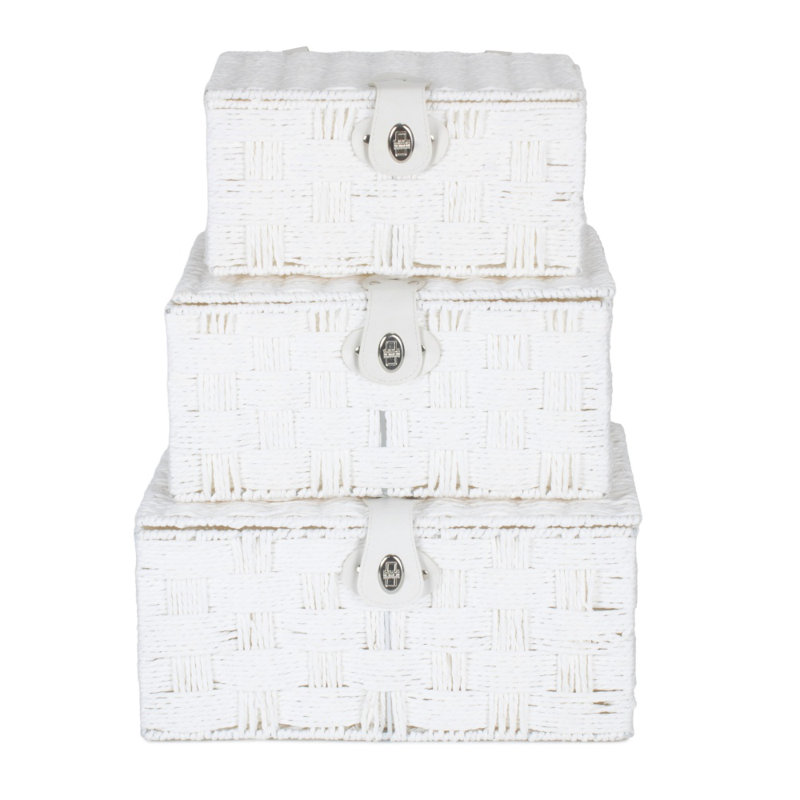 Twisted White Paper Rope Storage Basket, 15 cm H x 30 cm W x 22 cm D