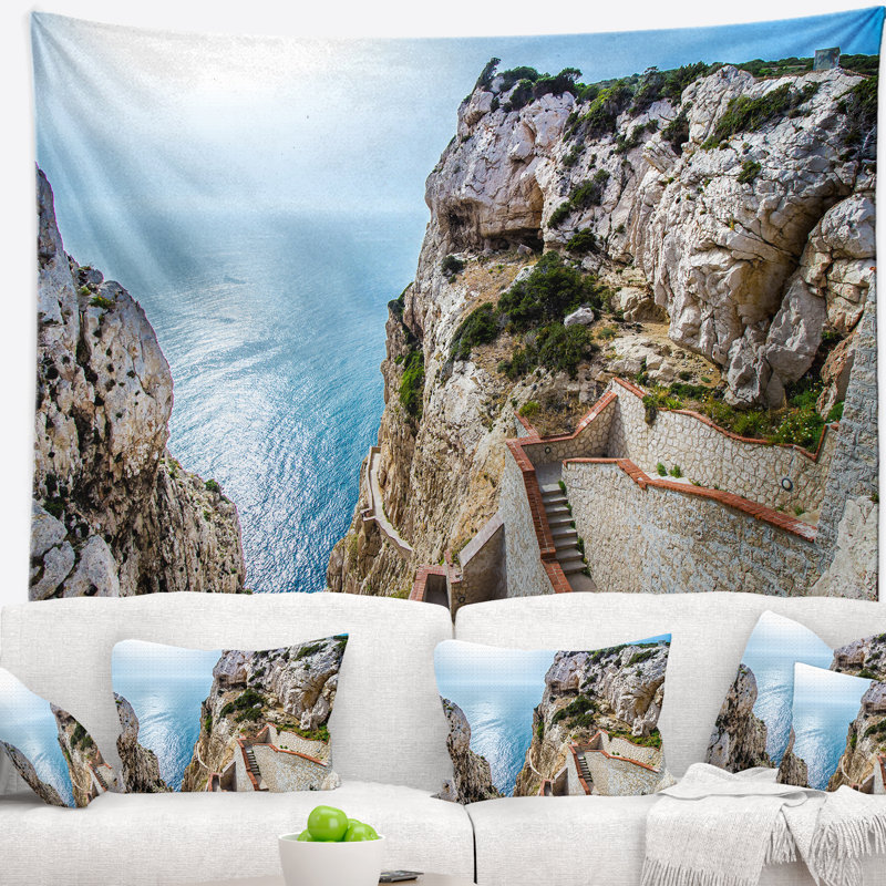 Tapisserie «Seascape Stairway to Neptune S Grotto», H 78 po x l 92 po