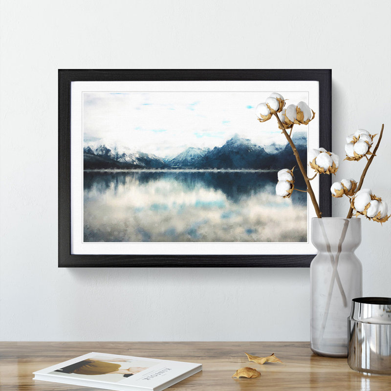Lake Mcdonald Montana - Picture Frame Painting Print, Black Framed, 62cm H x 87cm W x 2cm D