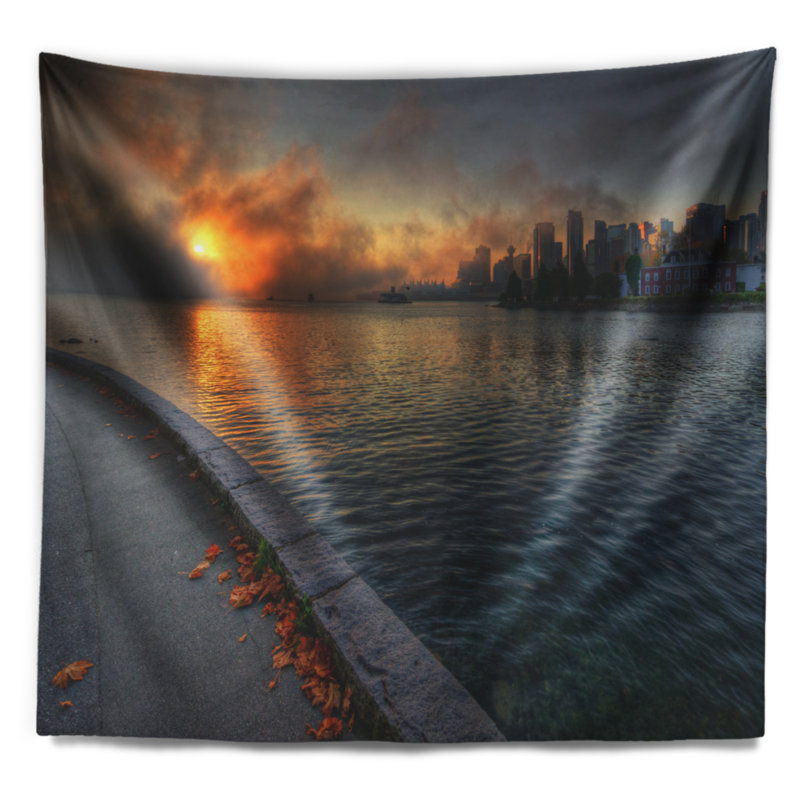 Tapisserie de tranquil de vancouver en polyester avec accessoires suspendus inclus, H 32 po x l 39 po