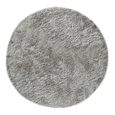 Plush Deep Pile Shaggy Silver Rug