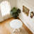 42.1"WHITE Table cross leg Mid-century Dining Table