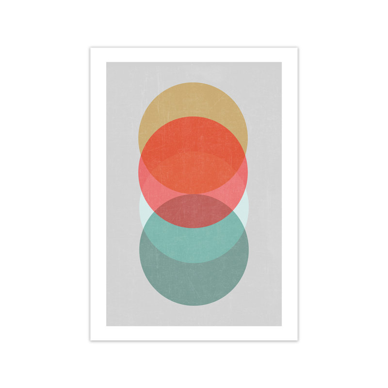 Mid Century Shapes In Scandi Colours A - Print, 59cm H x 42cm W x 1cm D, No Frame