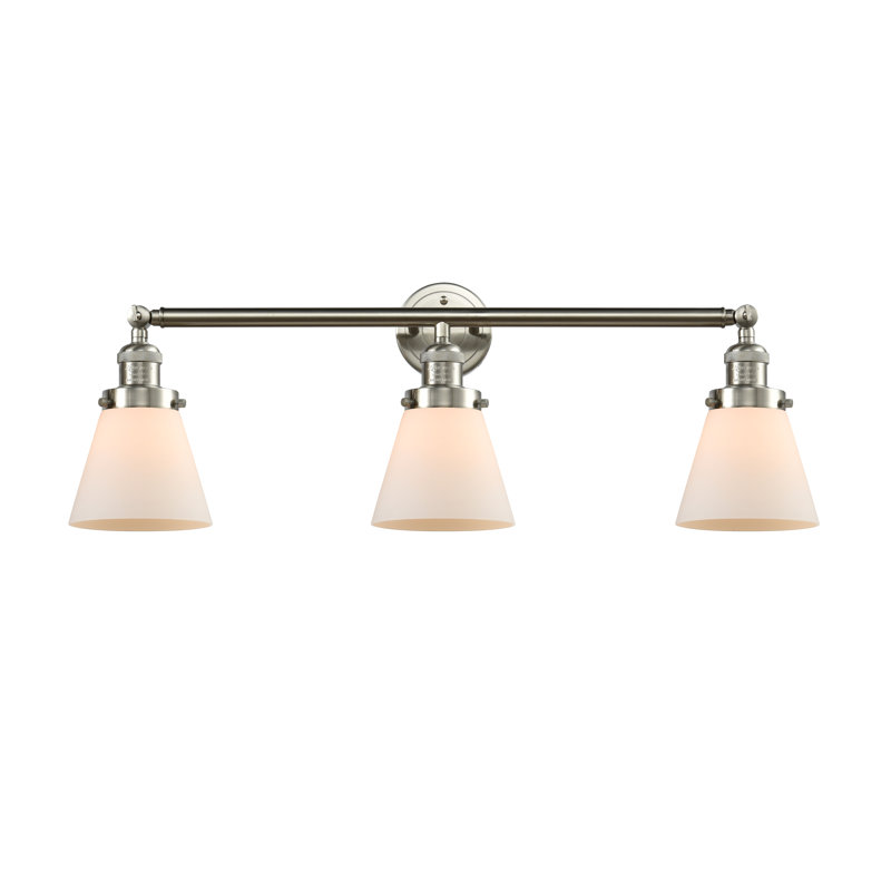 Andrews 3 - Light Dimmable Vanity Light, Matte White, Brushed Satin Nickel, Bulb Not Included