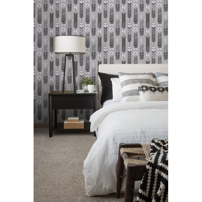 Arrow 10m x 53cm Matte Wallpaper Roll, Black/Grey