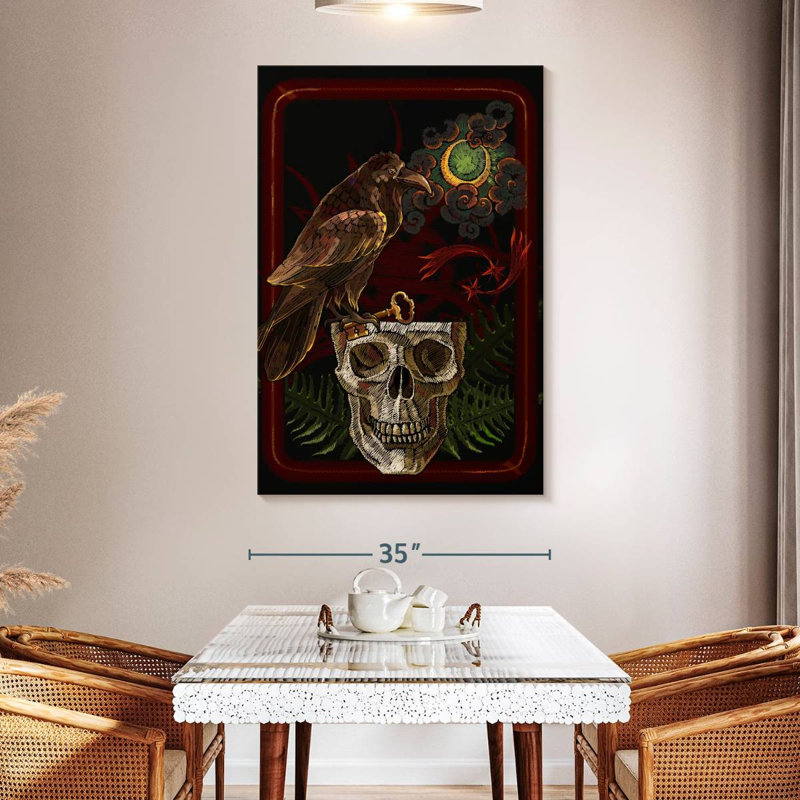 Hitzel Skull And Raven, 51" H x 34" W