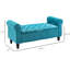 Banc de rangement 50 po avec velours bleu sarcelle et capitonnage à boutons - Banc, accoudoirs roulés rembourrés pour la chambre à coucher, le salon, le vestibule, l'espace