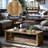 57" Wide Rectangular Mango Wood Coffee Table with Open Shelf in Natural Finish