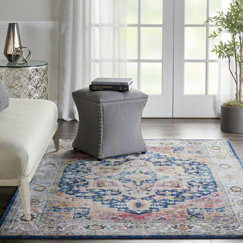 Tapis traditionnel bleu Raymond, Rectangle 5 pi 3 po x 7 pi 6 po