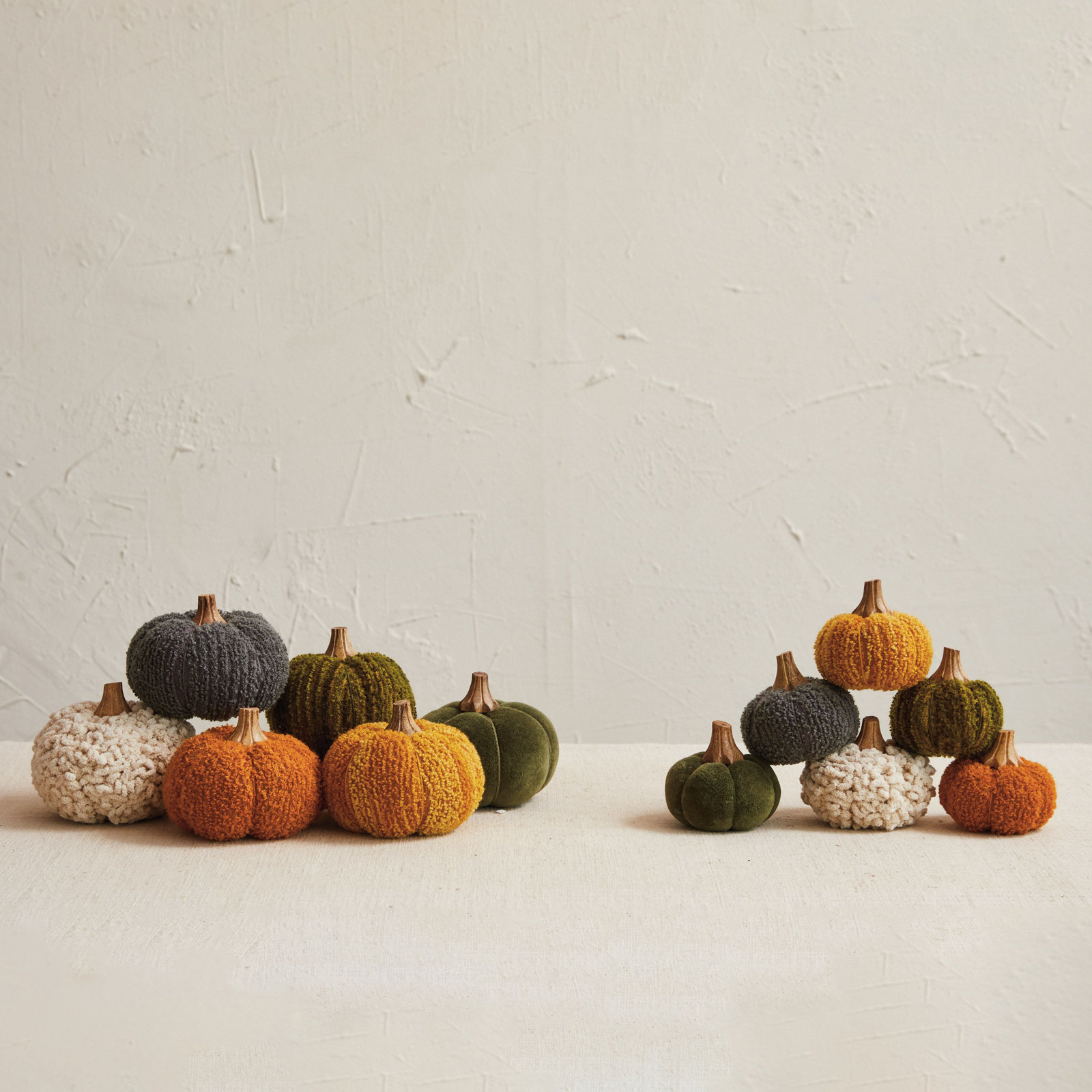 Boucle Velvet Pumpkin Holiday Accent, 3" H x 3.5" W x 3.5" D