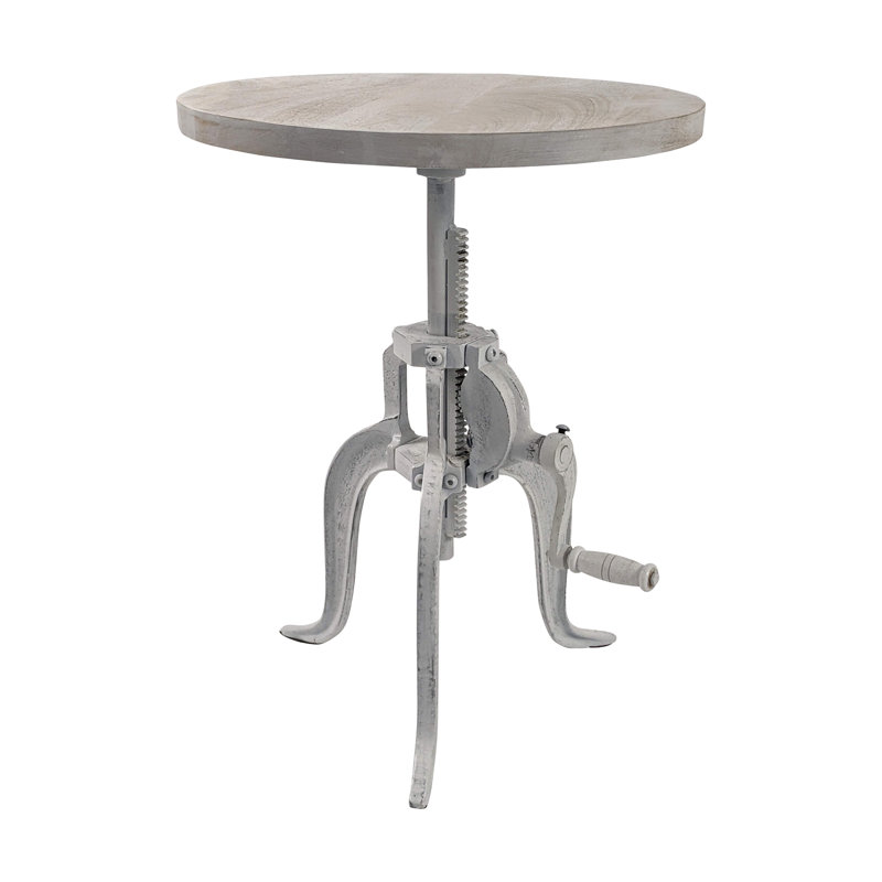 Neche Solid Wood Pedestal End Table , Whitewash, Whitewash
