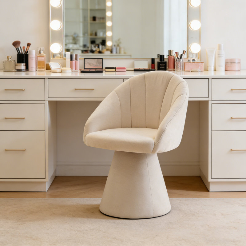 Fauteuil d'appoint pivotant en chenille, Beige