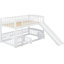 Lit superposé avec glissade, lit superposé simple au-dessus de simple avec clôture et échelle blanc (pour les tout-petits enfants et adolescents)