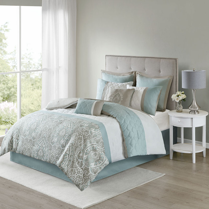 Ensemble d'édredon grand 8 pièces, Écume de mer, écume de mer, Édredon grand + 7 articles supplémentaires