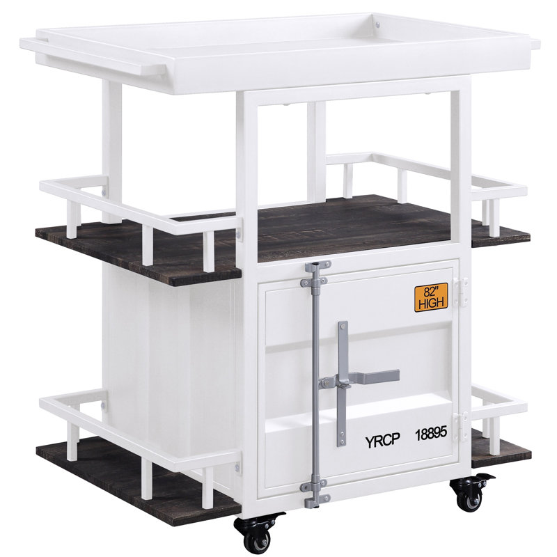 Chariot-bar rectangulaire avec compartiments Cargo, Blanc