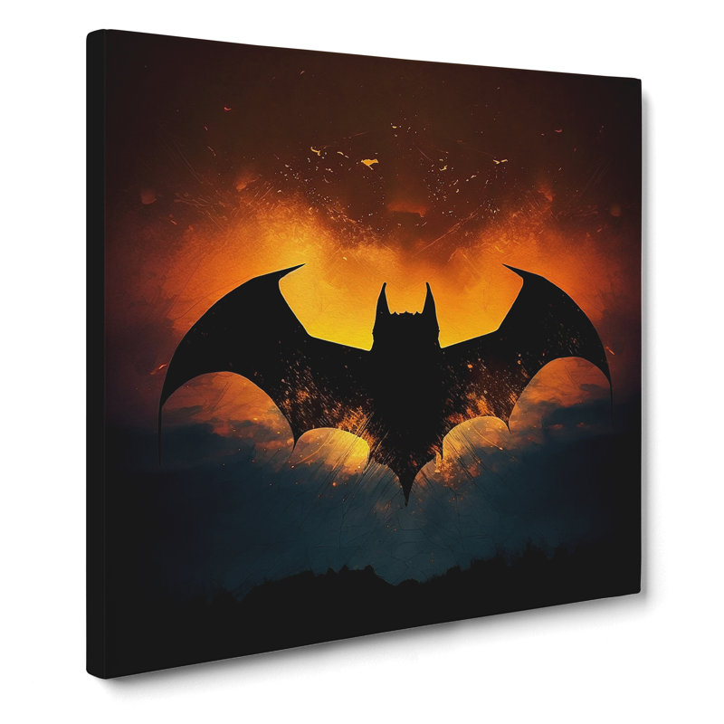 Bat Silhouette - Wrapped Canvas - Framed Print, 35cm H x 35cm W x 3cm D