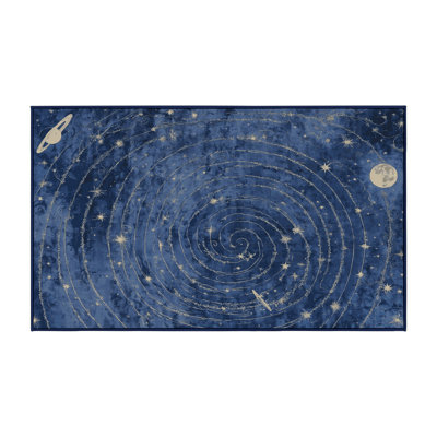 Machine Washable Blue Area Rug