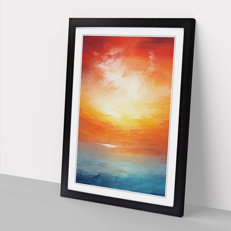 Sunset Abstract No.3 - Single Picture Frame Print on Wood, 34cm H x 25cm W x 2cm D, Black