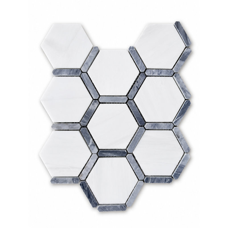 3 po DOLOMITE AVEC MOSAIQUE MARBRE BARDIGLO