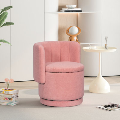 Chaise pivotante à dossier rose - Espace de rangement spacieux à 360 degrés pour offrir confort à la chambre à coucher et au salon