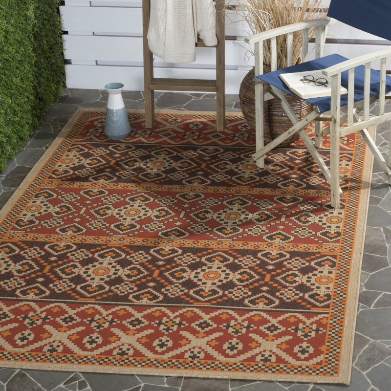 Ramsgate Looped Red/Chocolate Indoor/Outdoor Rug, Rectangle 160 x 231 cm