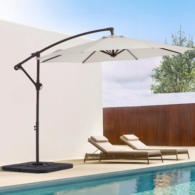Haque 120'' Cantilever Umbrella Steel Offset Patio Umbrella with Crank in Off White