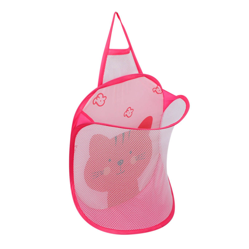 Dirty Clothes Basket Bathroom Wall Hanging Dirty Clothes Basket Foldable Storage Basket, Pink