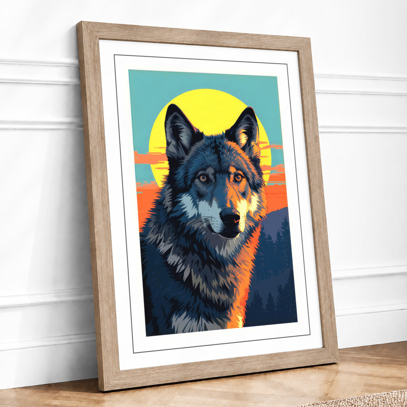 Wolf's Direct Gaze Geometric - Print, A1 - 84.1 x 59.4 cm, Oak