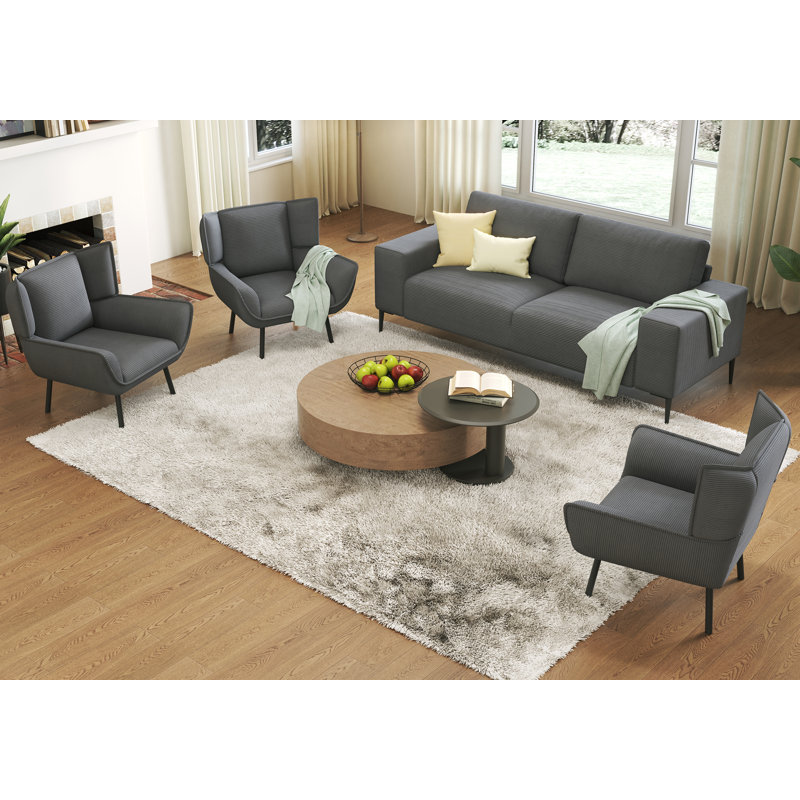 Brynnly 89" Gray Corduroy Sofa Couch with Extra Deep Seats