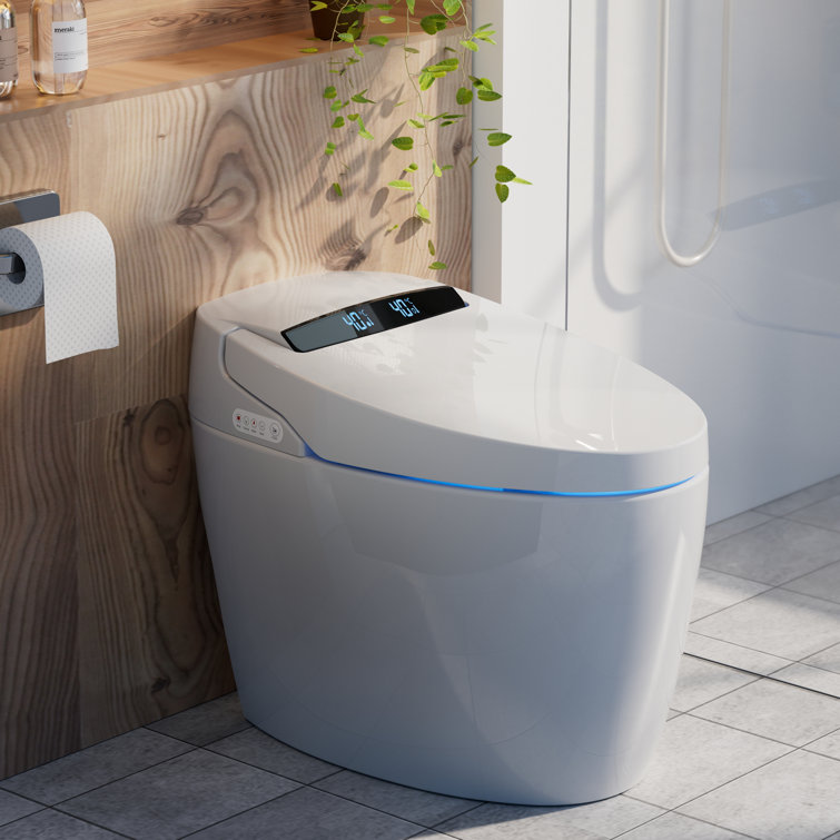 Abruzzo Elongated Smart Bidet Toilet in White with Heated Seat, Remote Control, and Dryer