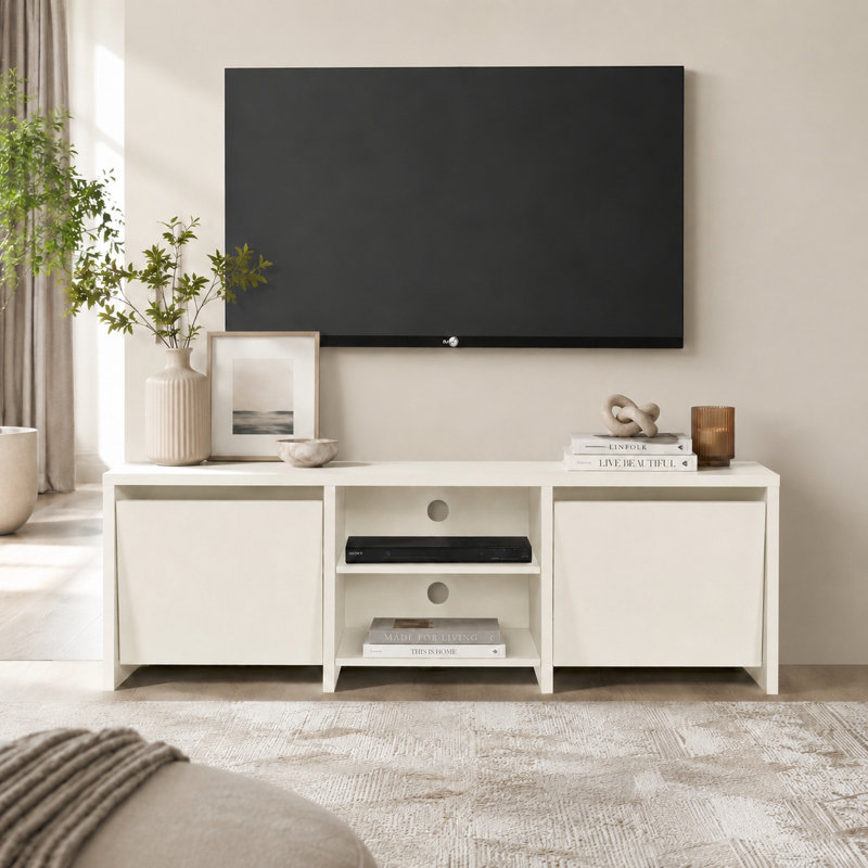Aarti 59" Wide Modern TV Stand for TVs up to 75", Cream