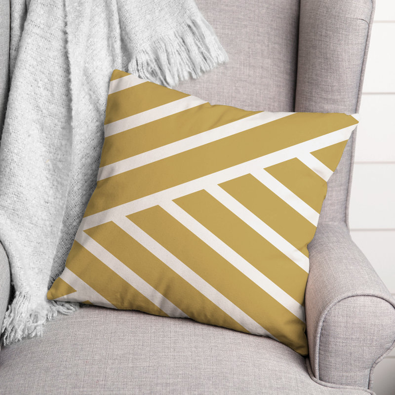 Housse et insert de coussin d'extérieur carré à rayures diagonales 5, 20 po x 20 po, Jaune