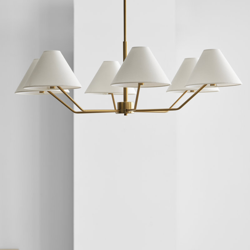 Reggie 6-Light Large Chandelier, Satin Brass