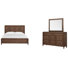 King Panel Bed and Drawer Dresser with Square Mirror