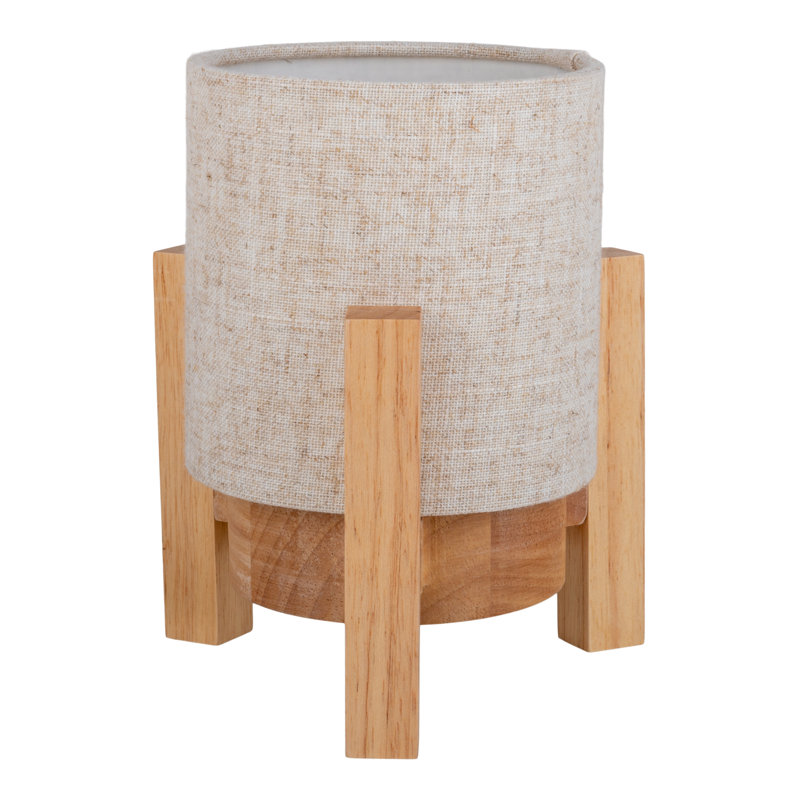 Bulman Wood Standard Table Lamp Lamp, Brown, Beige, 19cm H x 15cm W x 15cm D