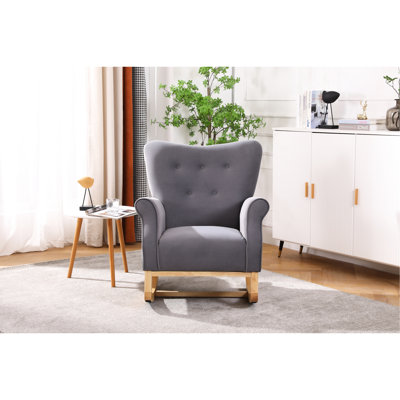 Chaise berçante moderne grise - Revêtement en velours, rembourrage en mousse, pour chambre de bébé, limite de poids de 250 lb