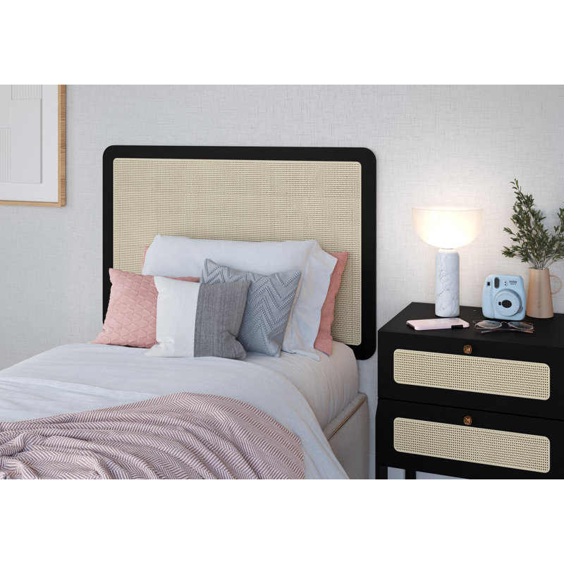 Akeila Upholstered Headboard, Black/Natural