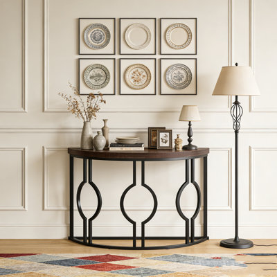 Table d'appoint industrielle en forme de demi-lune